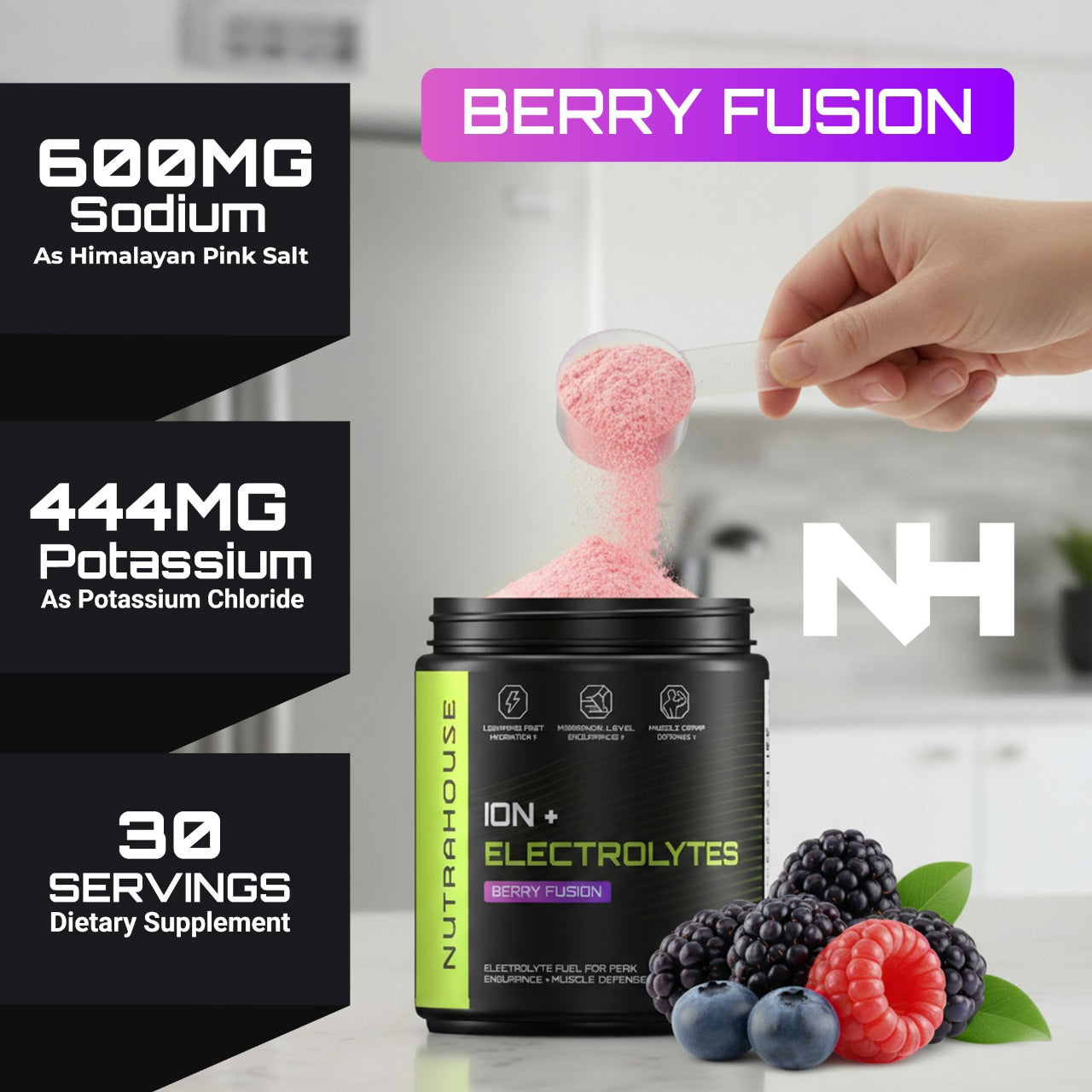 ION+ Electrolytes — Performance Hydration for Brain & Body Berry Fusion Flavor, 30 Servings