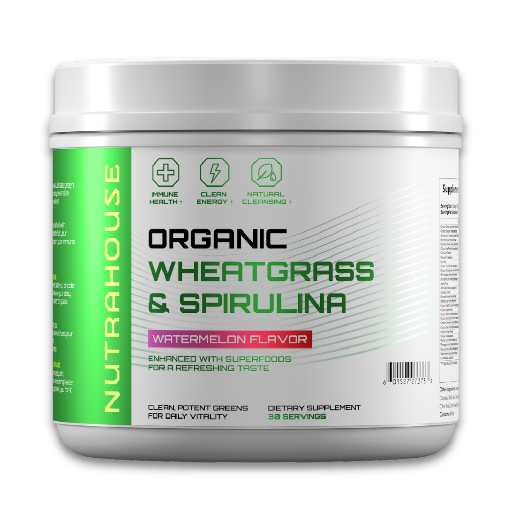 Organic Wheatgrass & Spirulina — Watermelon Superfood Greens for Daily Vitality (30 Servings)