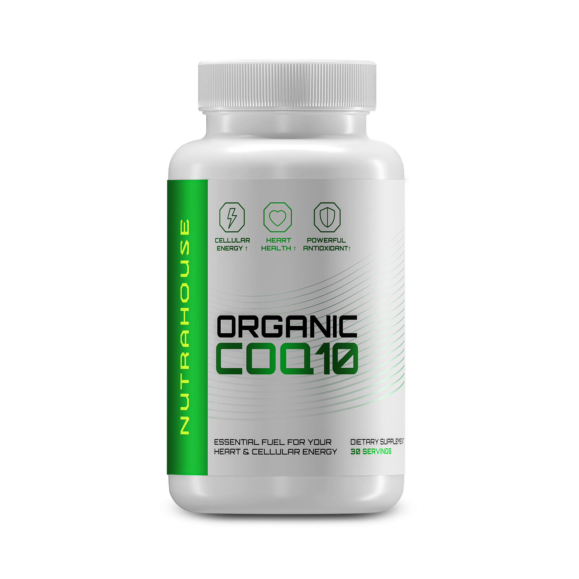 NUTRAHOUSE Organic CoQ10
 bottle with 30 servings