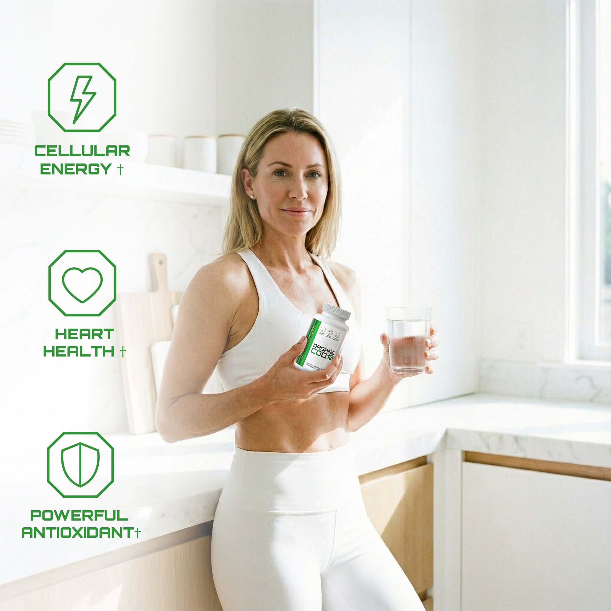 NUTRAHOUSE Organic CoQ10
 bottle with 30 servings