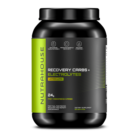 NUTRAHOUSE Recovery Carbs + Electrolytes tub with 50 servings and lemon lime flavor