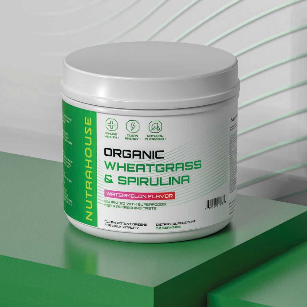 A person serving their NUTRAHOUSE Greens