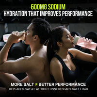 Two people drinking electrolytes after working out
